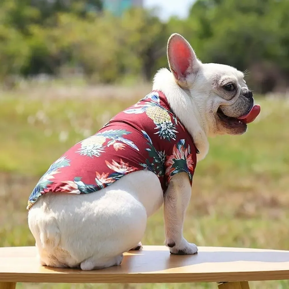 Pet NWOT Red Pineapple Print Lightweight Hawaiian Style Shirt Size Medium